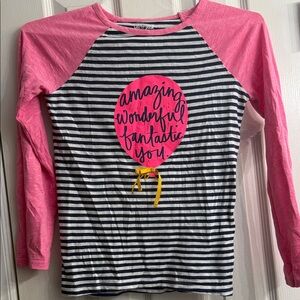 Cat & Jack Pink and Blue Striped Long Sleeve Tee